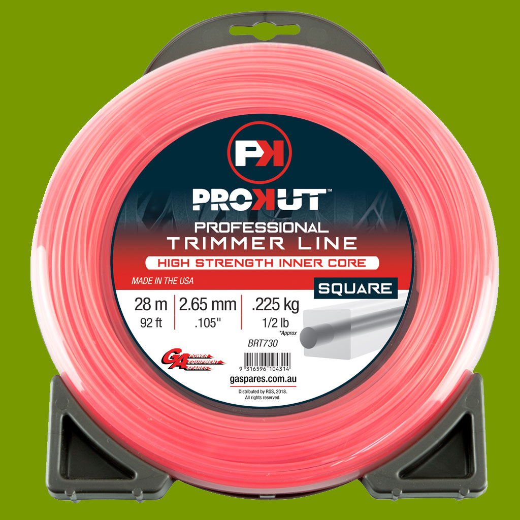 (image for) PROKUT TRIMMER LINE SQUARE PINK .105 2.65MM 1/2 LB 28M DONUT BRT730